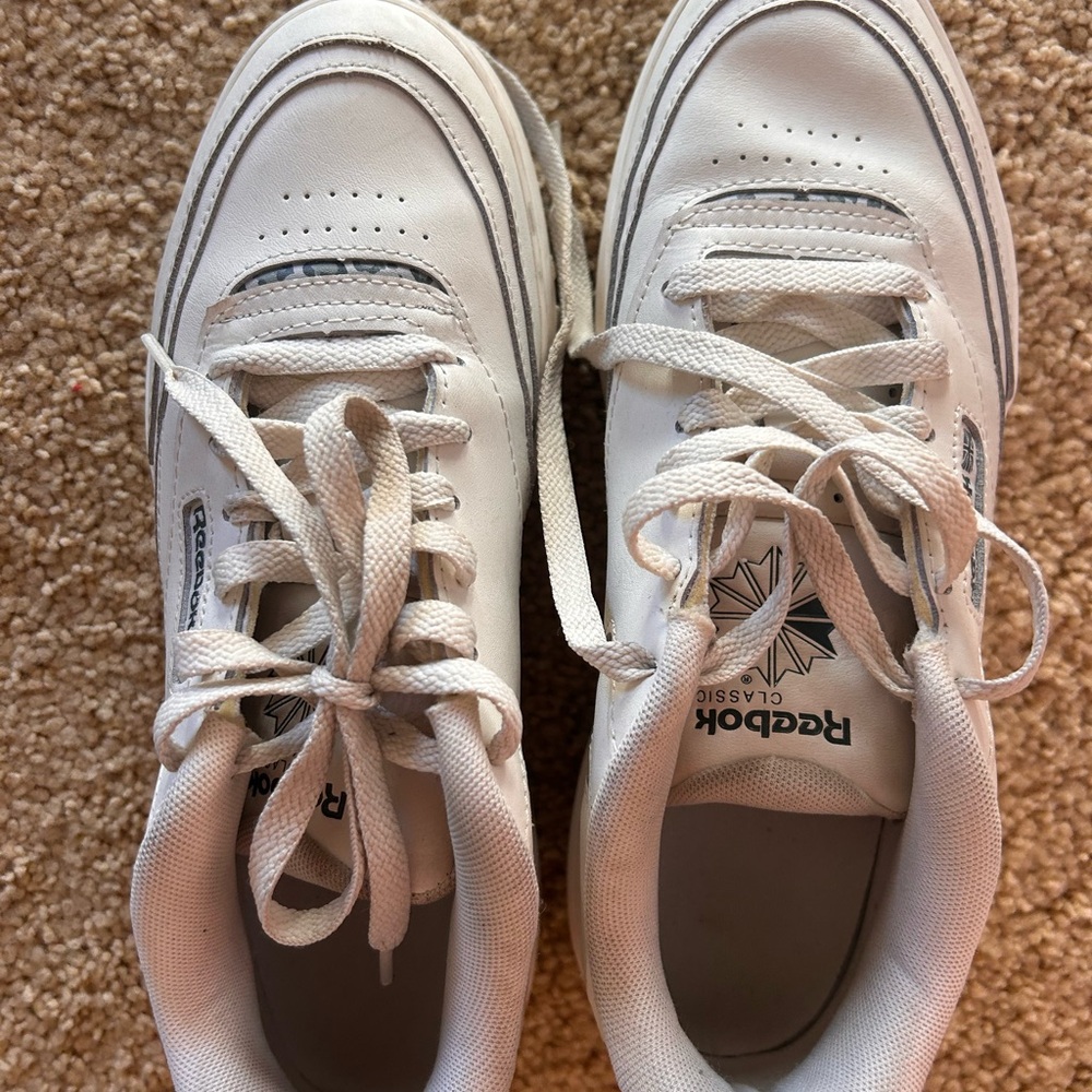 Reebok Classic White and Gray Sneakers